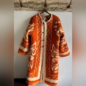 Social Grace Atelier Repurposed Wool Retro Orange Blanket Jacket Honeybea Ludlow